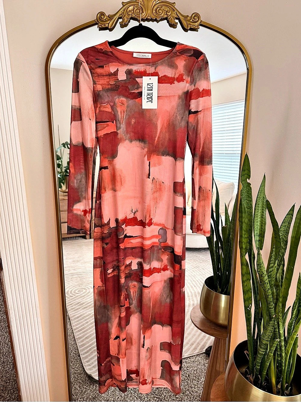 NWT Casanova Printed Mesh Maxi Dress